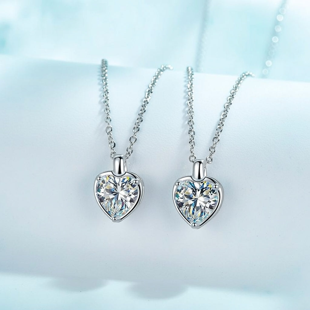 Fio Coração Moissanite 2 Quilates em Prata 925 - Elegância Brilhante