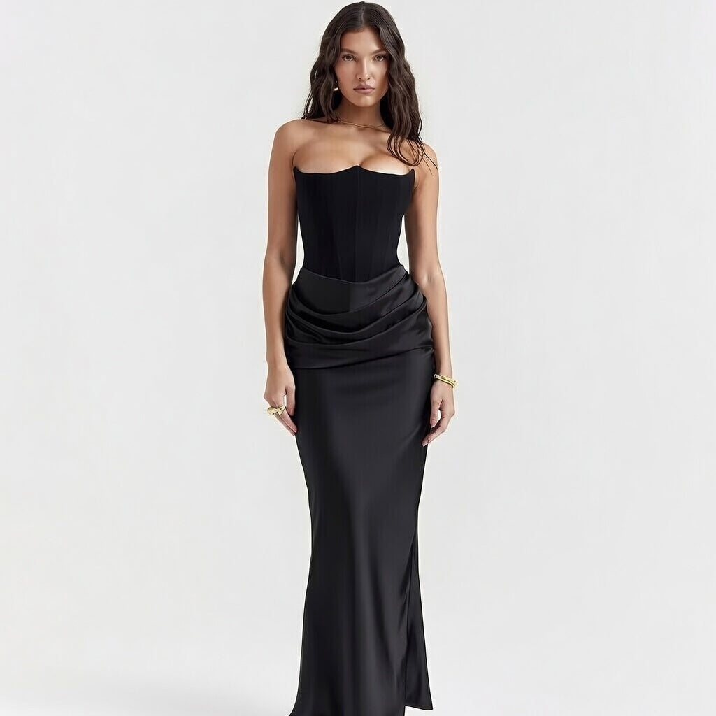 Vestido Longo Caí-Caí com Costas Abertas - Festa Elegante