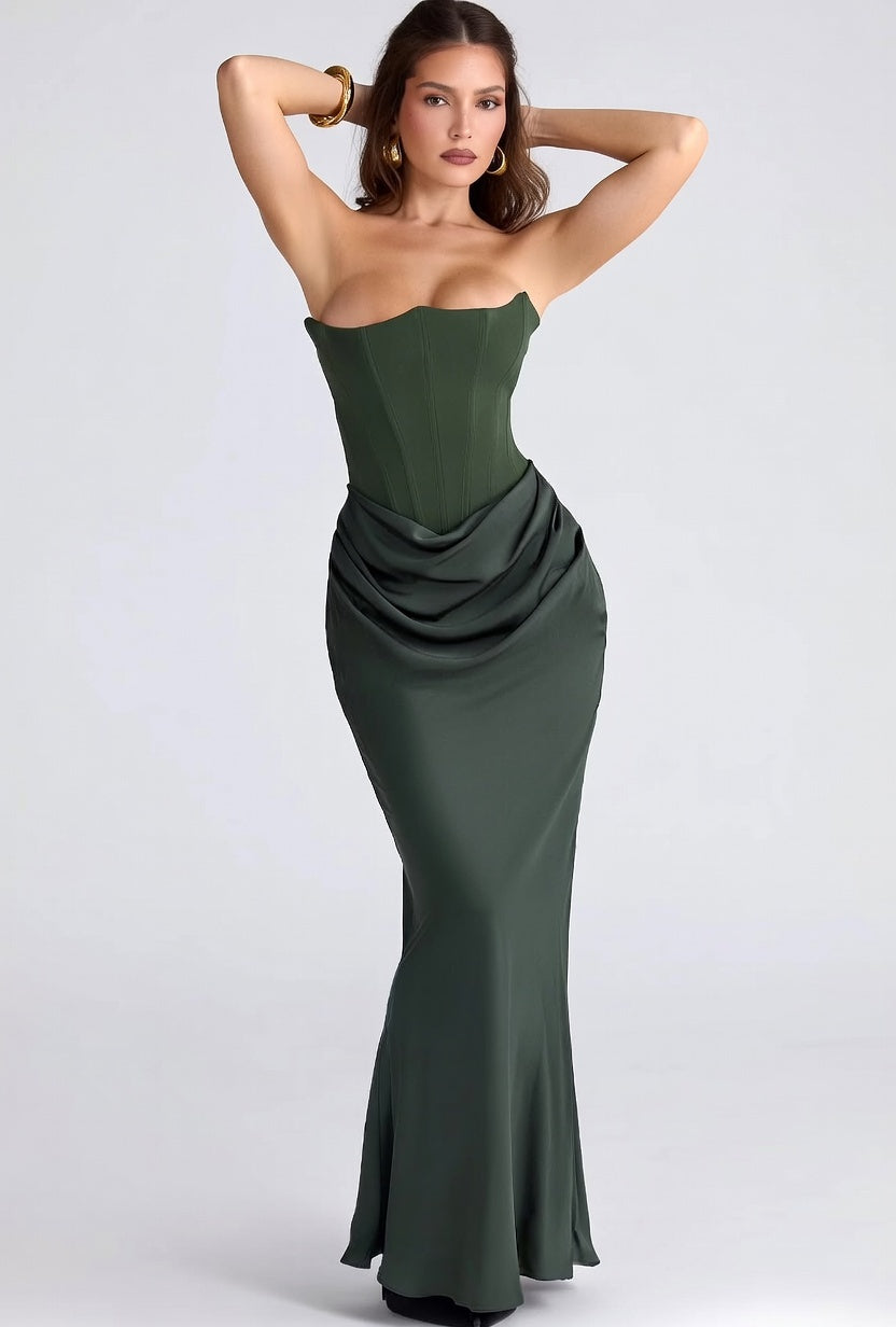 Vestido Longo Caí-Caí com Costas Abertas - Festa Elegante