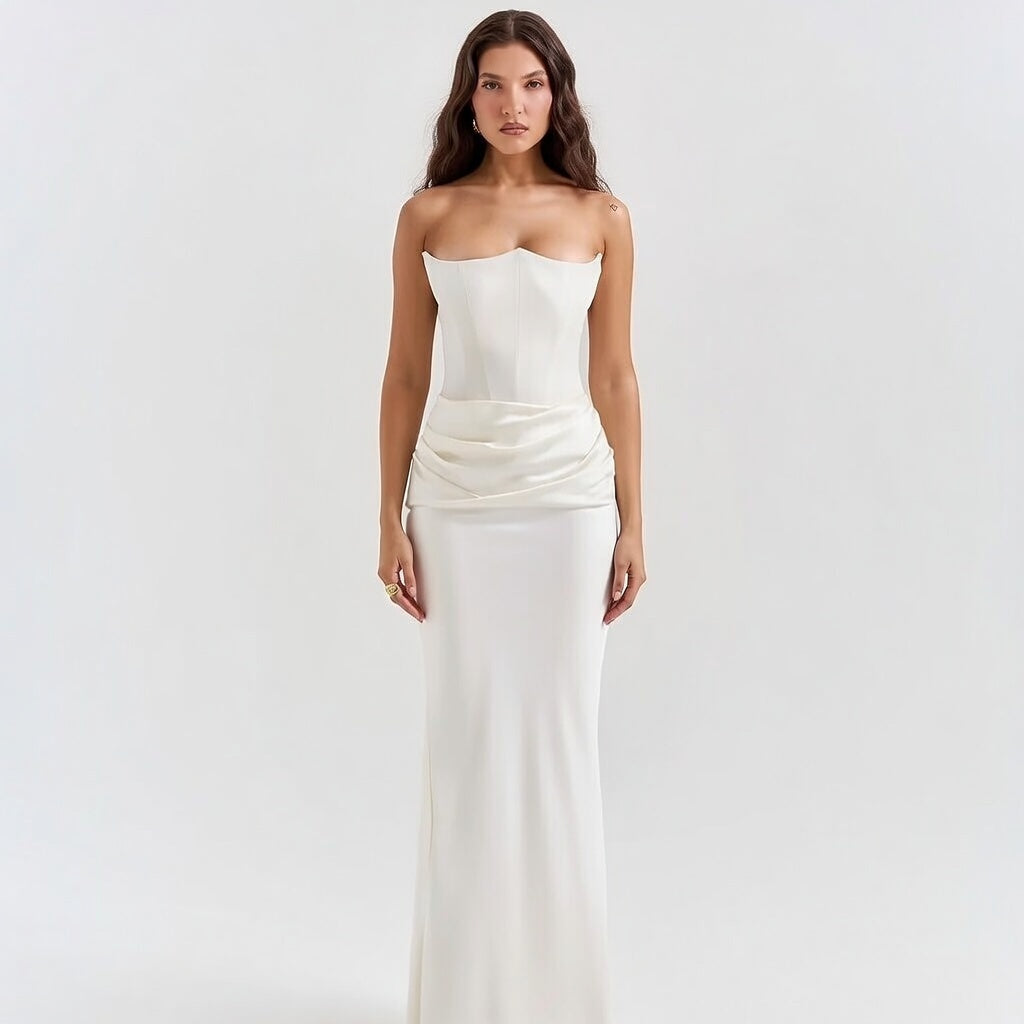 Vestido Longo Caí-Caí com Costas Abertas - Festa Elegante