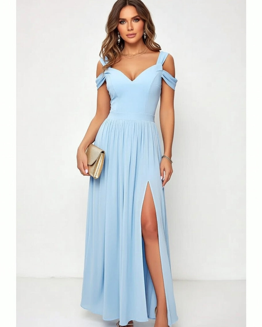 Vestido Longo Elegante Estilo Grego com Pregas - Modelo Premium