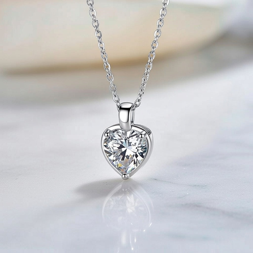 Fio Coração Moissanite 2 Quilates em Prata 925 - Elegância Brilhante